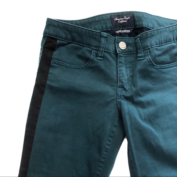AEO | BLACK TUXEDO STRIPE TEAL JEGGING - Picture 2 of 5